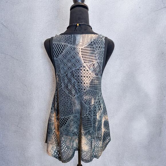 Vintage Y2K Lily by Firmiana Blue And Black Open Weave Sleeveless Overtop Small - Picture 3 of 8